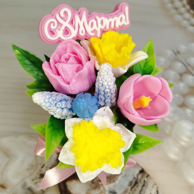 Весенний букет из мыла
