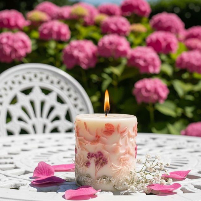 Ботаническая свеча розовая гортензия