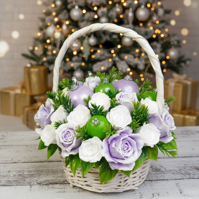 Букет изумруд и лаванда