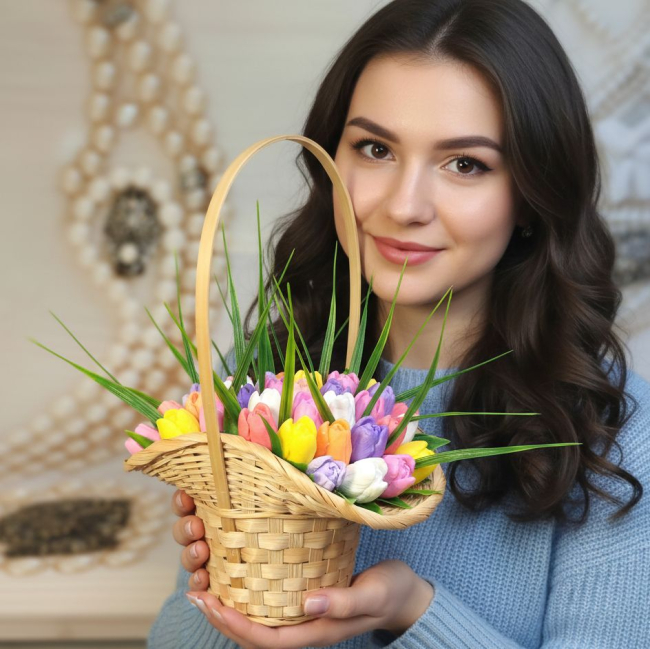 Весна в корзинке - тюльпаны из мыла