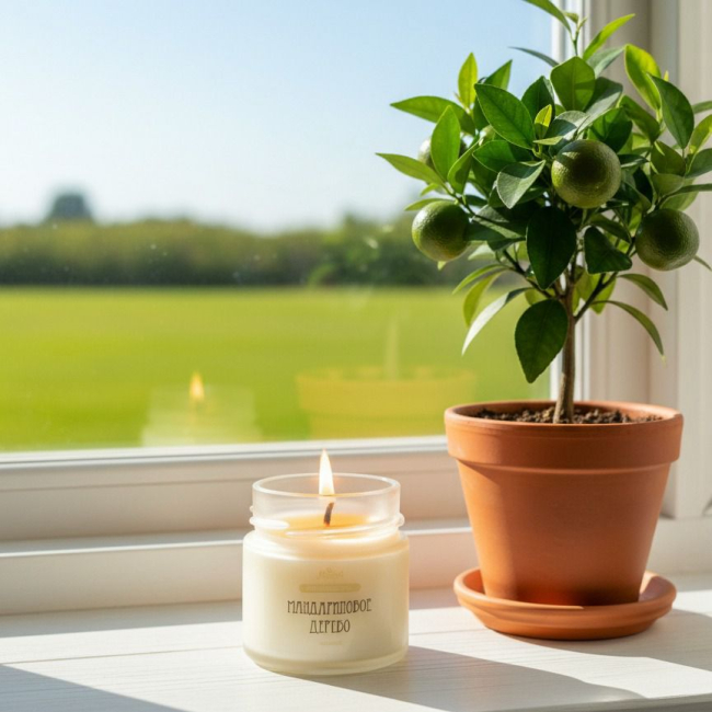 Свеча и мандариновое дерево
