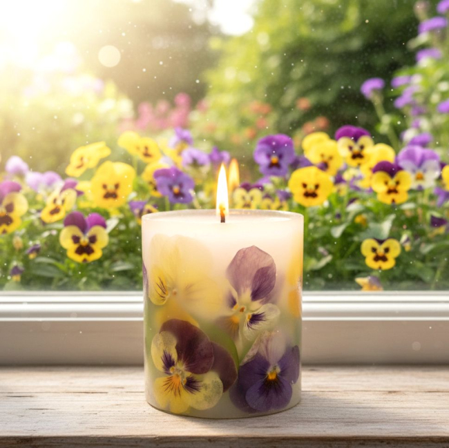 Свеча-фонарь анютины глазки