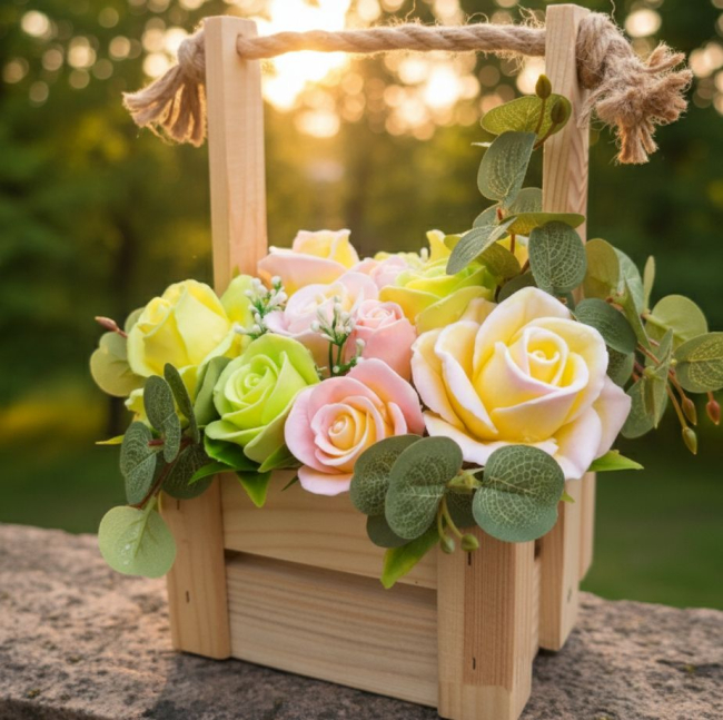 Букет из мыла розы в стиле кантри