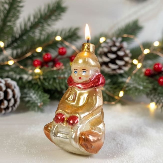 Свеча мальчик на санках