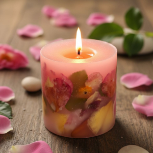 Лепестки роз в свече