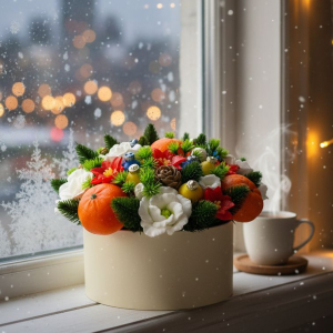 31 декабря букет на подоконнике
